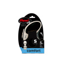 Smycz Flexi New Comfort S czarna, taśma 5 metrów dla małych psów do 15 kg