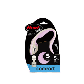 Smycz automatyczna 5m do 15 kg S różowa – taśma Flexi New Comfort
