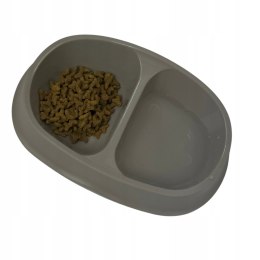 Jasnobrązowa miska podwójna SMART, 250 ml × 2, dla psa, z karmą dla psa