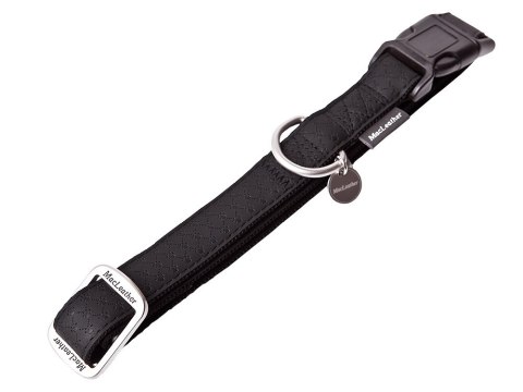 Mac Leather L – obroża dla psa czarna, szeroka 25 mm, z medalikiem i łańcuszkiem Mac Leather L – obroża dla psa czarna, szeroka 25 mm, z medalikiem i łańcuszkiem