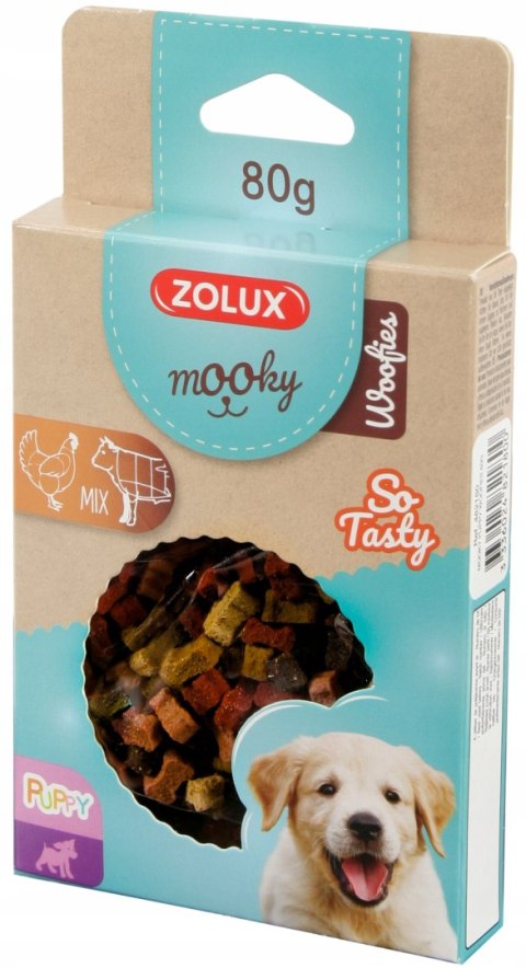 Naturalny przysmak dla psa mooky Woofies, przeznaczony dla młodych psów, 80 g Naturalny przysmak dla psa mooky Woofies, przeznaczony dla młodych psów, 80 g