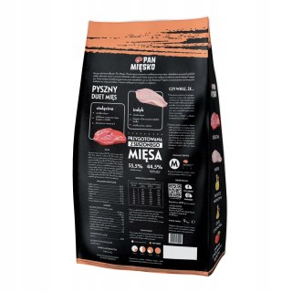 Sucha karma Pan Mięsko – cielęcina z indykiem, hipoalergiczna, 9 kg, chrupki M