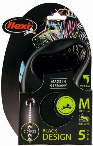 Smycz automatyczna Flexi Black Design – linka 5 m dla psa do 20 kg (niebieska)