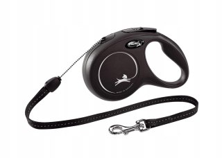 Smycz automatyczna Flexi Classic czarna – linka 8 m dla psa do 12 kg