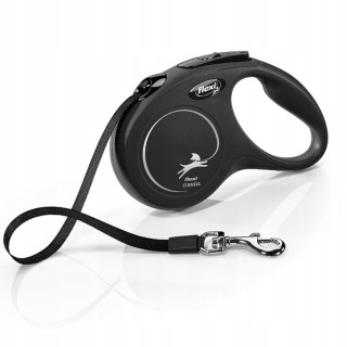 Smycz automatyczna Flexi Classic czarna – taśma 5 m dla psa do 50 kg (rozmiar L)
