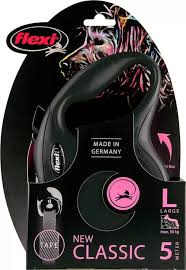 Smycz automatyczna Flexi Classic czarna – taśma 5 m dla psa do 50 kg (rozmiar L)