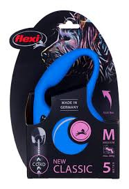 Smycz automatyczna Flexi Classic niebieska – linka 5 m dla psa do 20 kg
