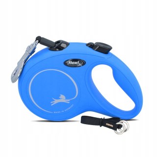 Smycz automatyczna Flexi Classic niebieska – taśma 5 m dla psa do 50 kg