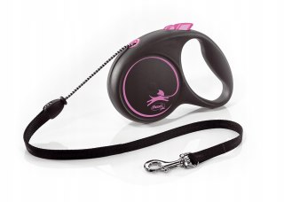 Flexi Black Design smycz automatyczna dla psa 5 m, różowa, do 20 kg