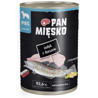 Pan Mięsko Karma mokra dla psa Indyk z dorszem 400g