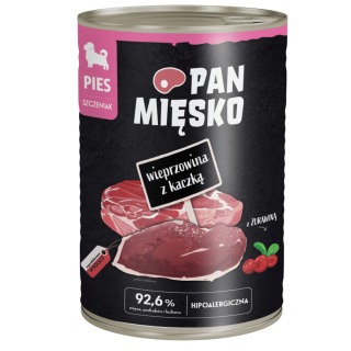 Pan Mięsko Karma mokra dla szczeniąt Wieprzowina z kaczką 400g