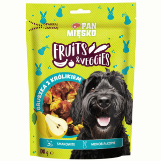Przysmak dla psów Pan Mięsko FRUITS & VEGGIES GRUSZKA Z KRÓLIKIEM 100g
