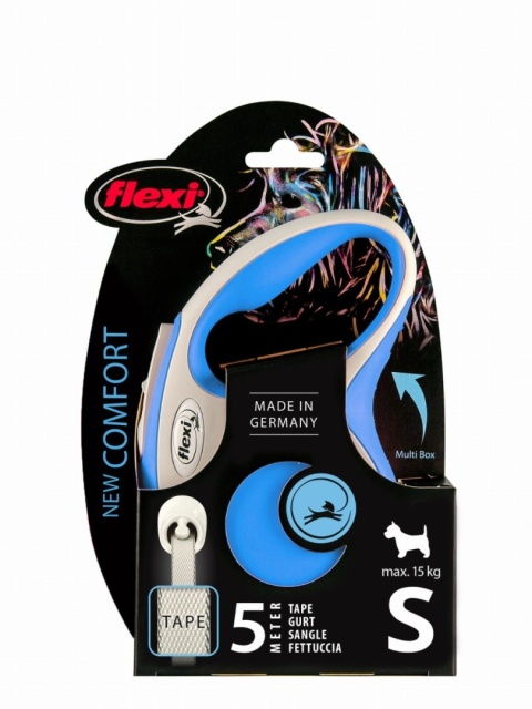 Flexi New Comfort S – smycz taśmowa niebieska, 5 metrów, dla małego psa Flexi New Comfort S – smycz taśmowa niebieska, 5 metrów, dla małego psa