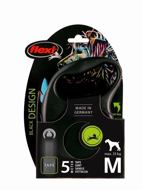 FLEXI Black Design M, smycz dla psa do 20 kg, niebieska, linka 5 metrów FLEXI Black Design M, smycz dla psa do 20 kg, niebieska, linka 5 metrów