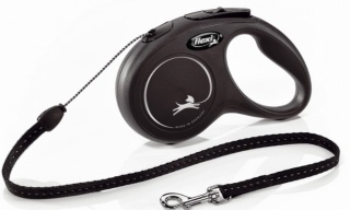 Smycz automatyczna Flexi Classic czarna – linka 8 m dla psa do 12 kg