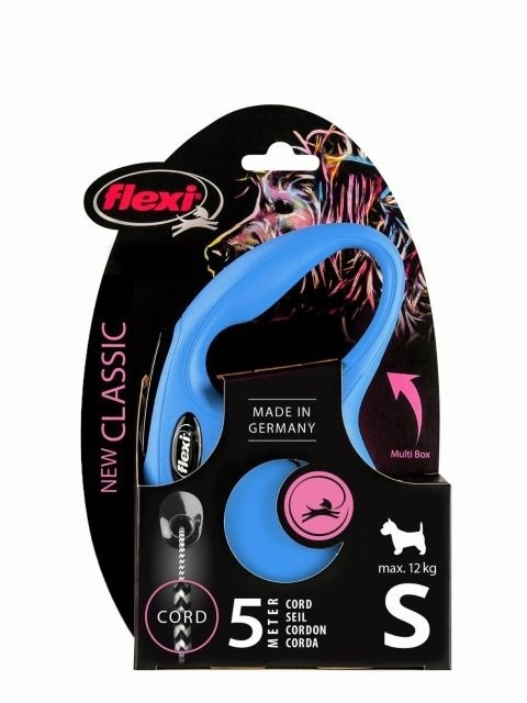 FLEXI Classic S niebieska smycz automatyczna dla małego psa, linka 5 m FLEXI Classic S niebieska smycz automatyczna dla małego psa, linka 5 m