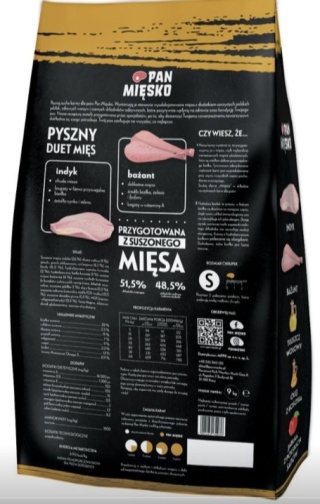Sucha karma Pan Mięsko – indyk z bażantem, hipoalergiczna, 9 kg, chrupki S